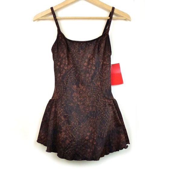 Cole of California VTG 90s Snake Brown Skirted Swim Suit One Piece Women 8 NWT - Picture 8 of 12
